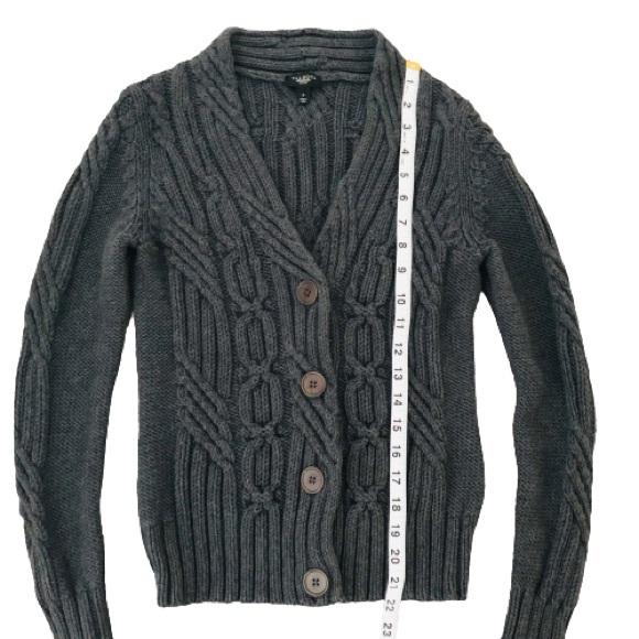 ⭐️Talbots⭐️Chunky Cable Knit Gray Sweater Cardigan Jacket Top SP sz Small Petite - Picture 9 of 11